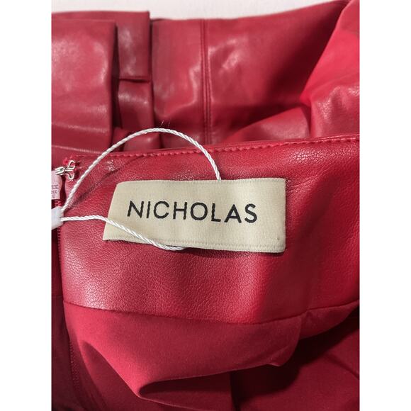 Nicholas 'Enid' Red Polyurethane Maxi Skirt Size 0 - Picture 3 of 5